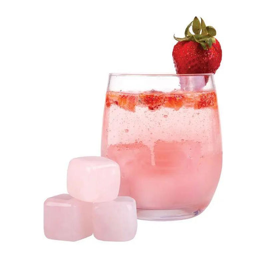 Bartender Premium Rose Quartz Gin Stones Set of 6 – Reusable, Odourless, Non-Diluting with Luxury Velvet Pouch